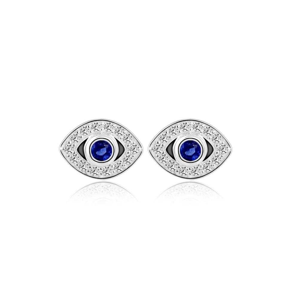 Women's Sterling Silver Evil Eye Earrings With Cubic Zirconia
