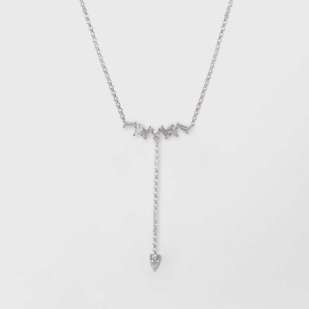 Women's Sterling Silver Baguette Necklace With Zirconia