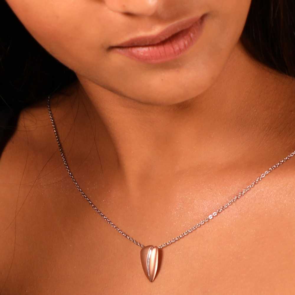 Women's Sterling Silver Pendant Necklace With Earring In Rose Gold