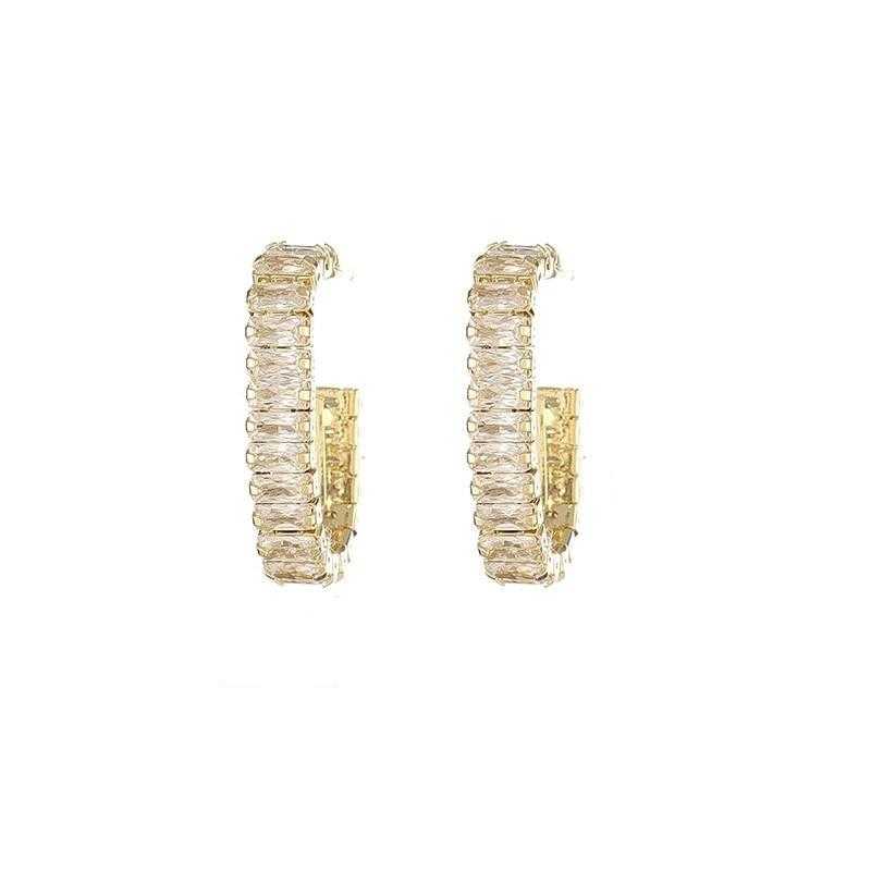 Women's Gold Plated Round Stud Casual Earring With Zirconia