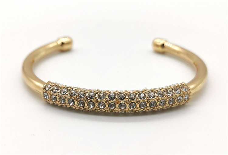 Women's Open Cuff Adjustable Bracelet Studded With Crystals