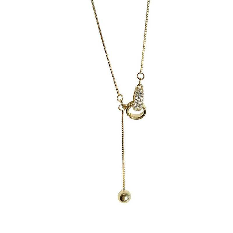 Women's Sterling Silver Interlocking Rings Y Pendant Necklace