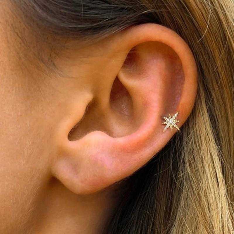 Women's Star Shaped Ear Cuff With Paved Cubic Zirconia