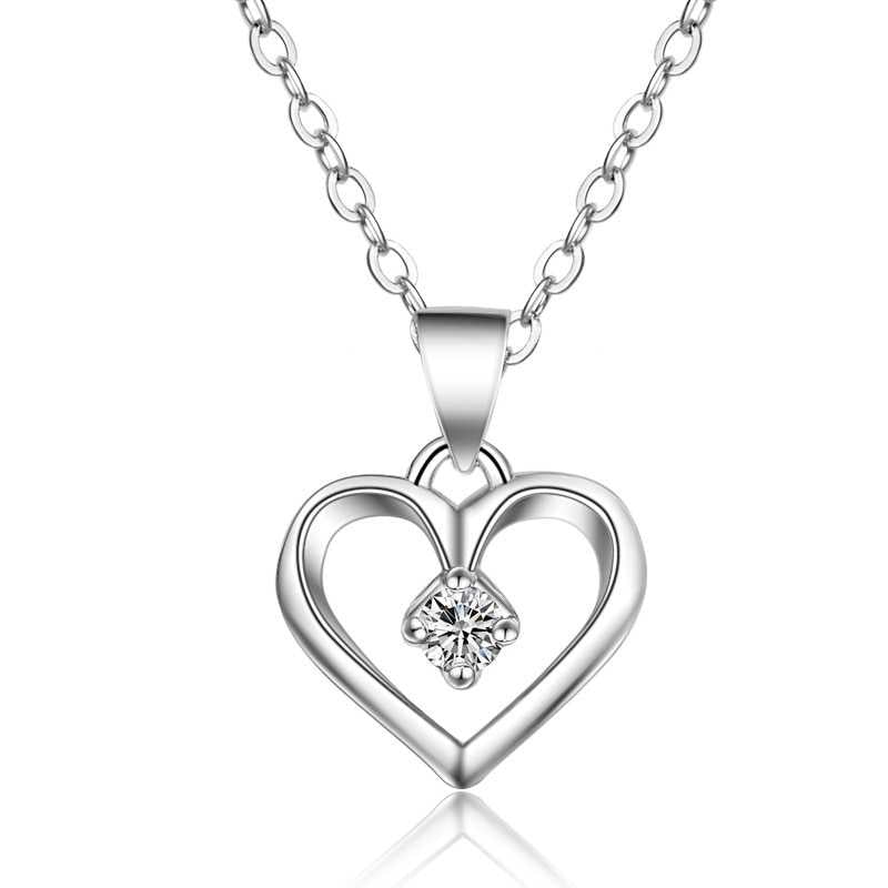 Women's Sterling Silver Heart Charm Pendant With 18 Inch Chain