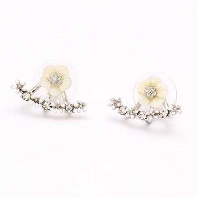 Women's 925 Sterling Silver Floral Stud Earrings With Crystal