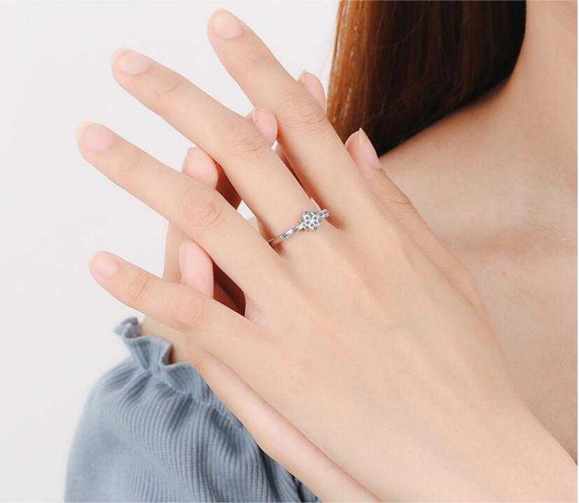 Women's Sterling Silver Snowflake Adjustable Open Ring