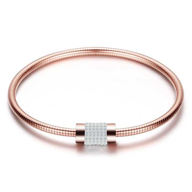 Women's Stainless Steel Magnetic Clasp Crystal Studded Bracelet
