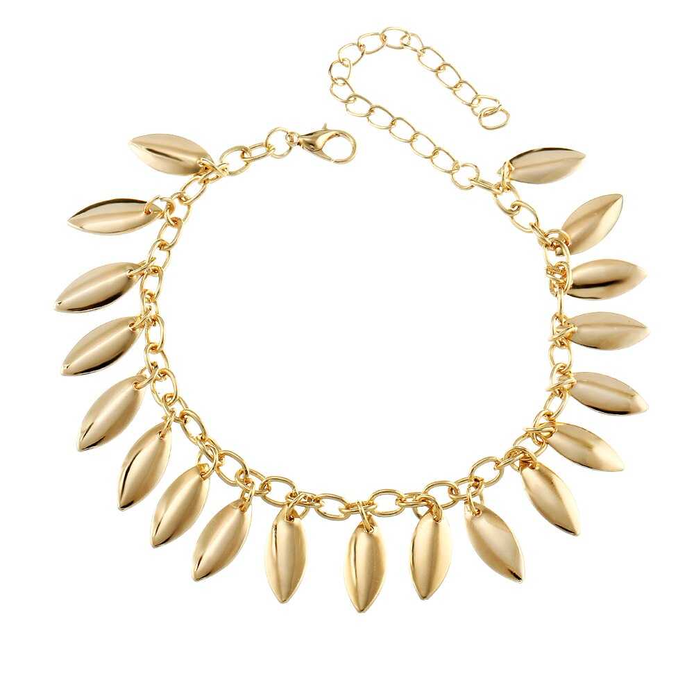 Women's Bohemian Leaf Charm Anklet With Lobster Clasp Closure