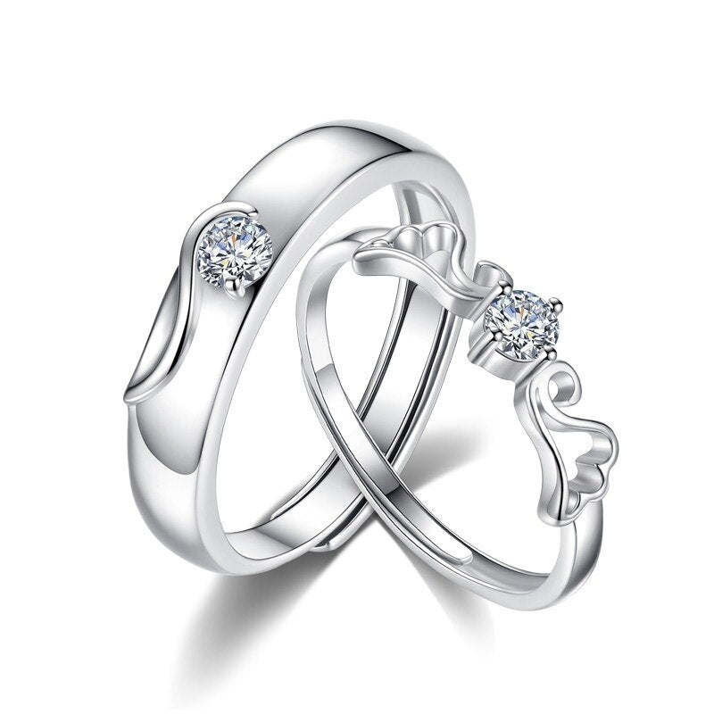 Women's Stainless Steel Couple Rings With Cubic Zirconia Stones