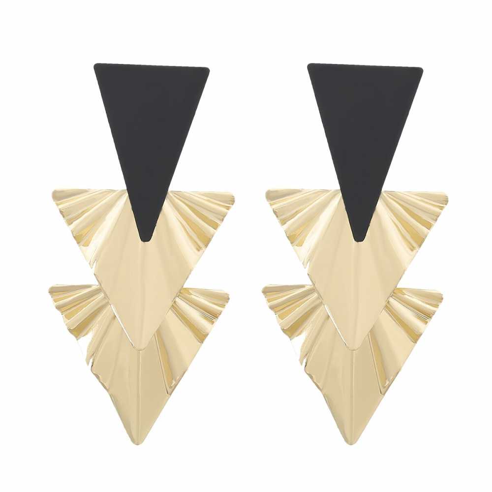 Women's Geometric Pattern Multilayer Triangle Drop Earrings