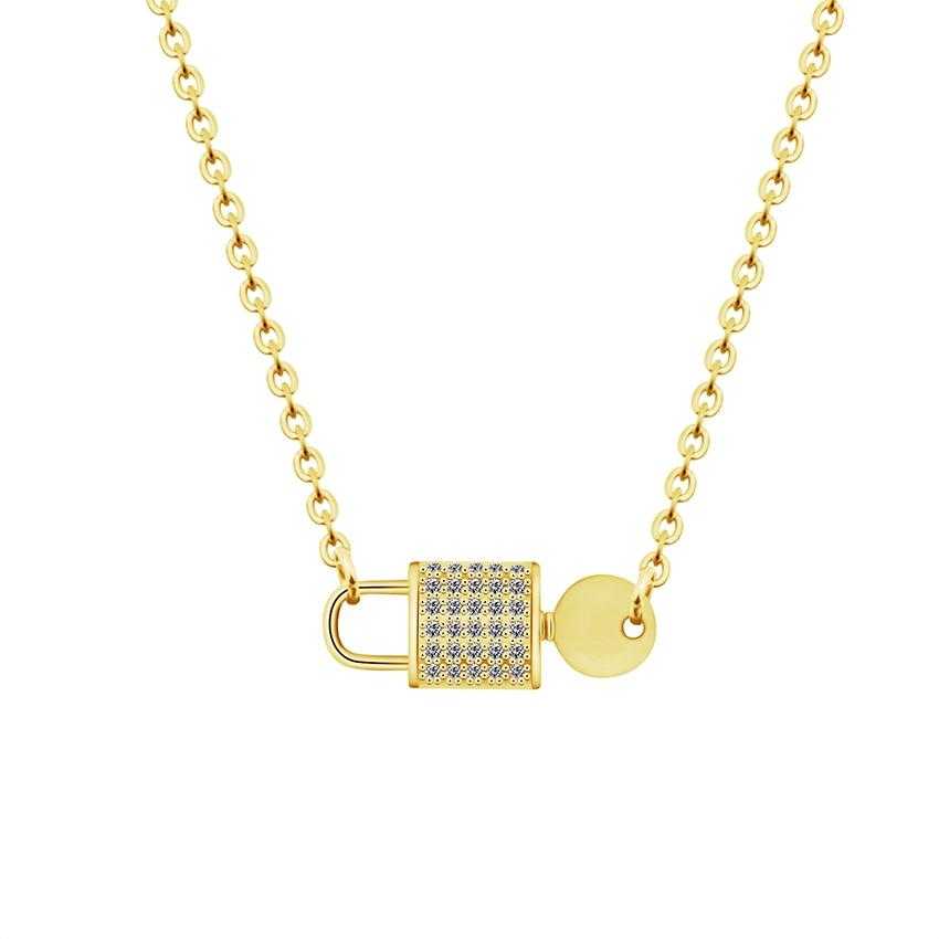 Women's Cubic Zirconia Lock And Key Pendant With 18 Inch Chain