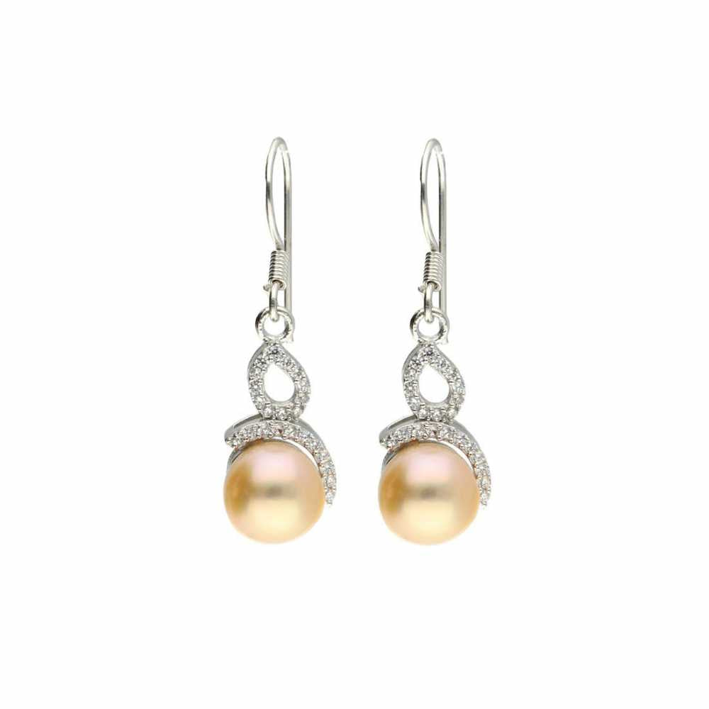 925 Sterling Silver Earring With Pink Freshwater Pearl And Zirconia
