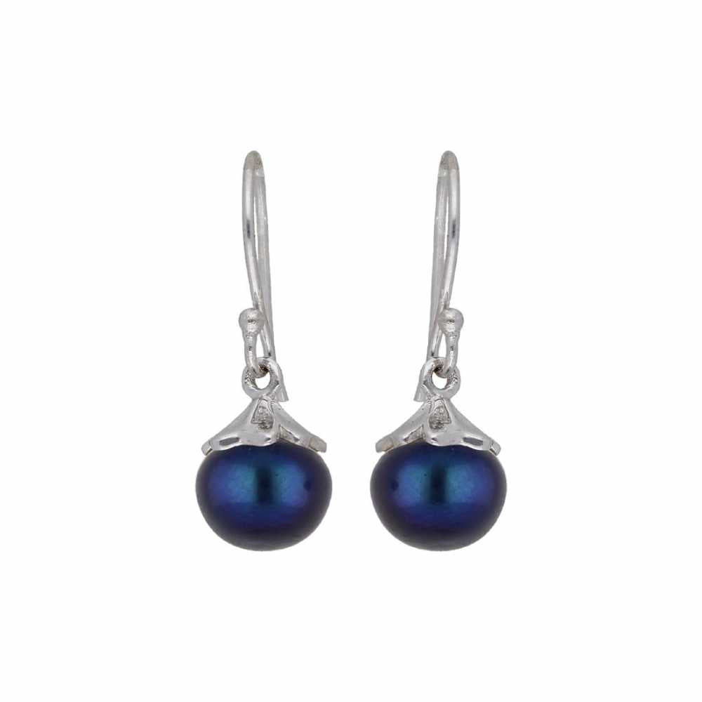 Women's 925 Sterling Silver Earring With Blue Freshwater Pearl