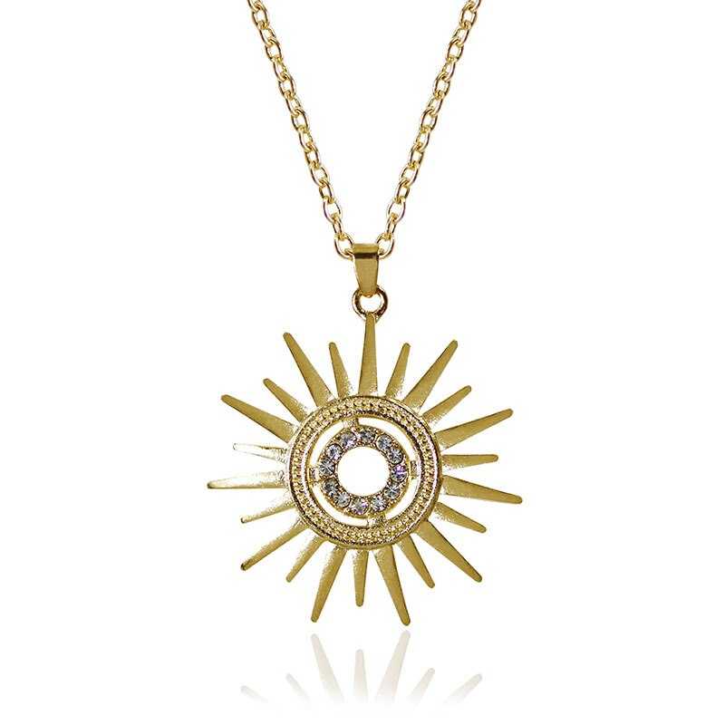 Women's Cubic Zirconia Sun Ray Pendant With 18 Inch Chain