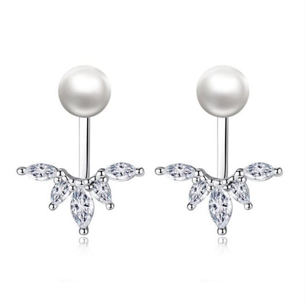 Women's Sterling Silver Flower Pop Earrings With Cubic Zirconia