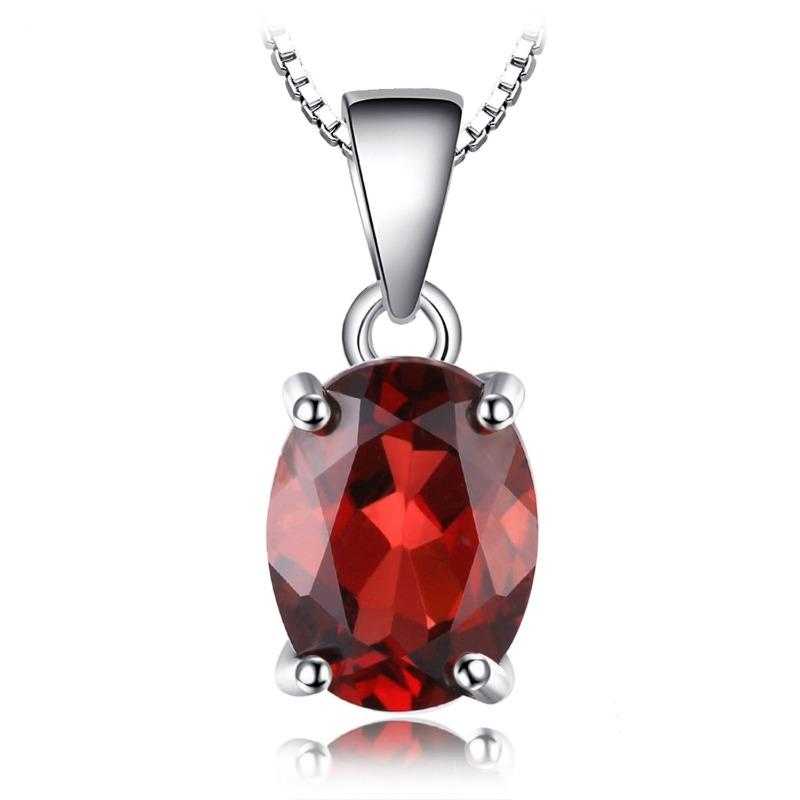Women's Natural Gemstone Oval Shaped Pendant Necklace