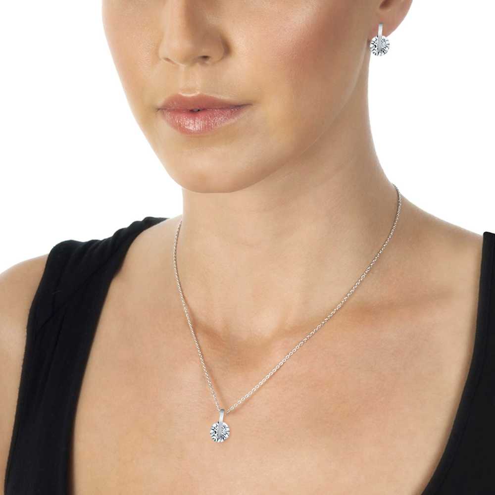 Women's Rhodium Coated Necklace Set With Earring