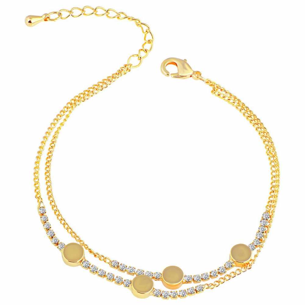 Women's Disco Dots Zirconia Bracelet With Extender, Gold Plated