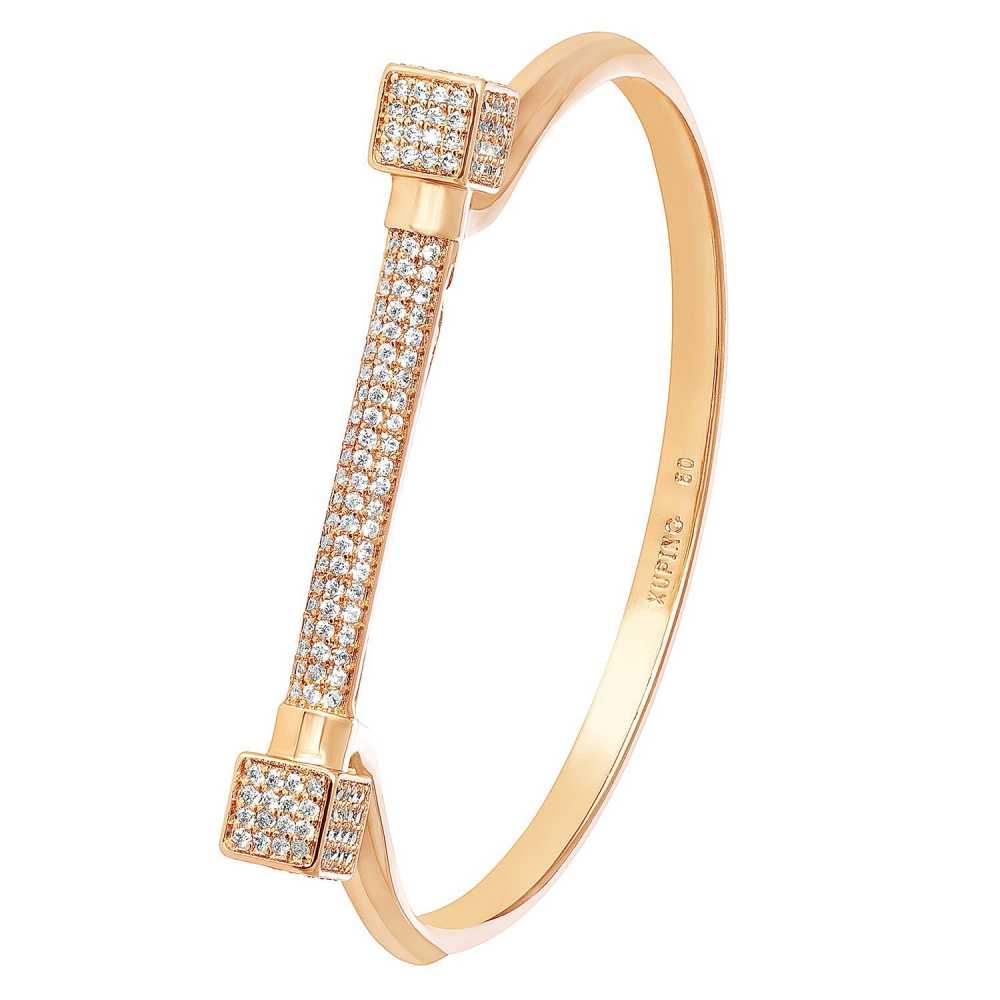 Women's Gold Plated Openable Kada Bracelet With Zirconia