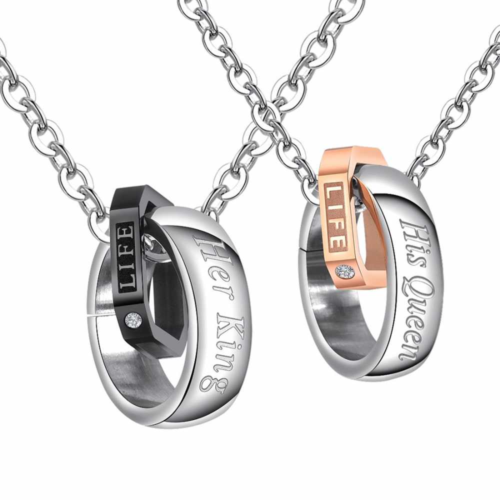 Stainless Steel Couple Pendant and Bracelet Set