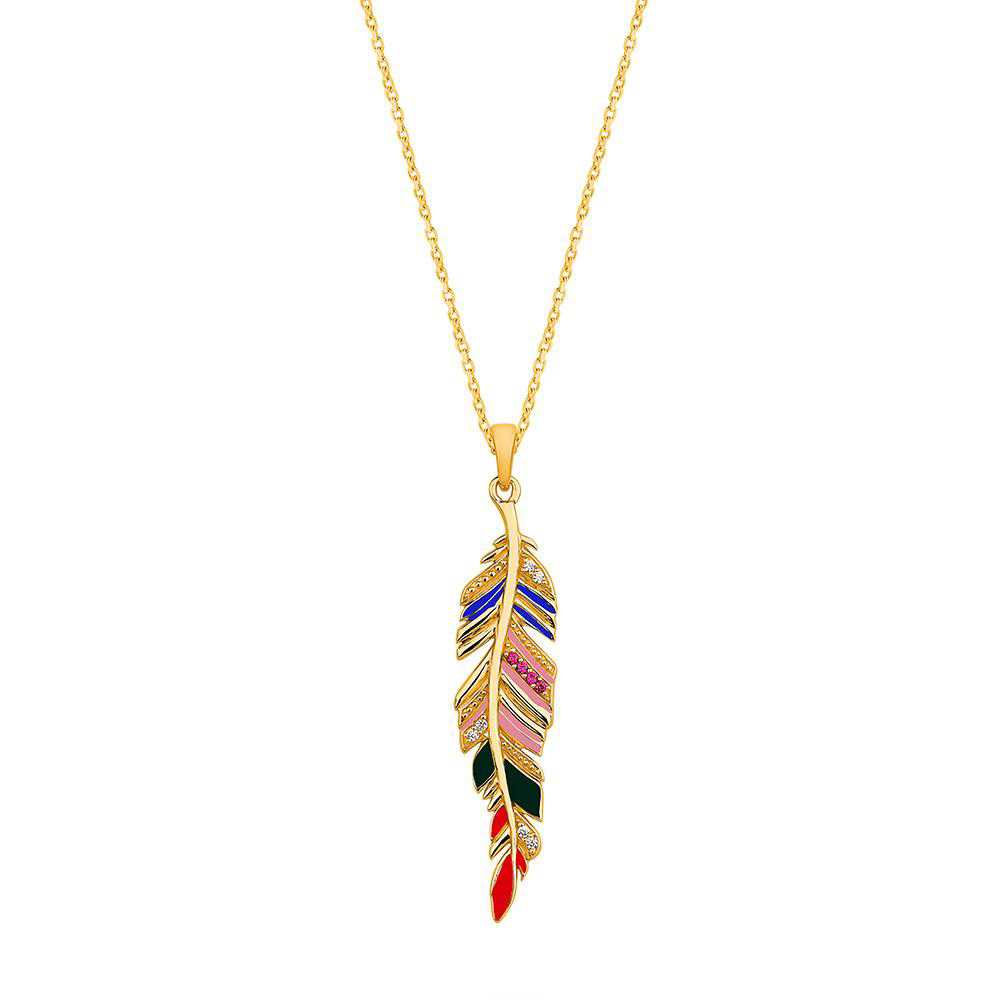 Women's Sterling Silver Boho Feather Pendant With Chain