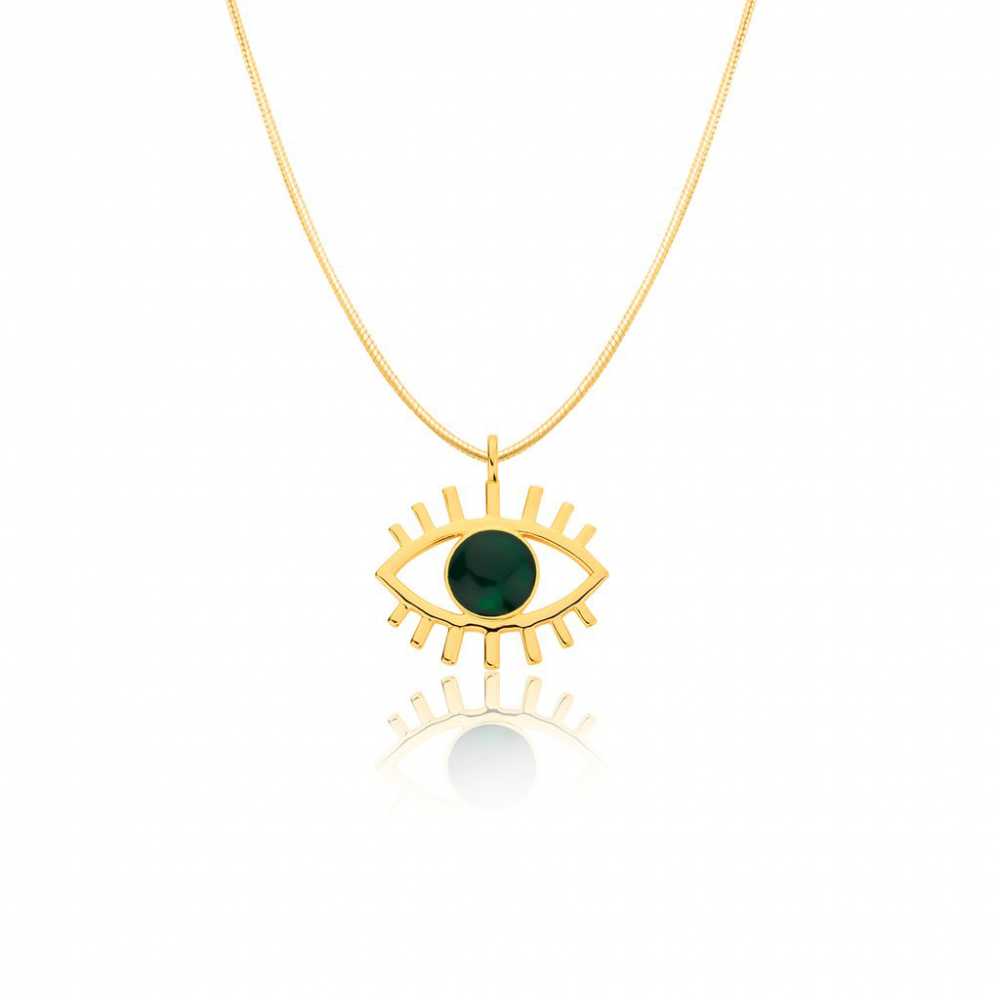 Women's Sterling Silver Evil Eye Pendant With Chain