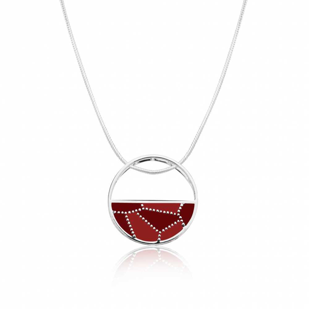 Women's Sterling Silver Pendant With Enamel And Chain