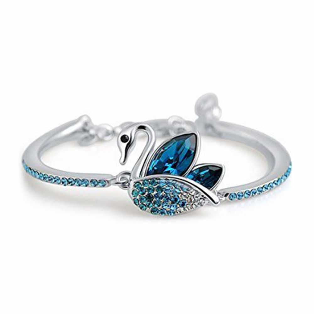 Women's Swan Crystal Kada Bracelet In Blue