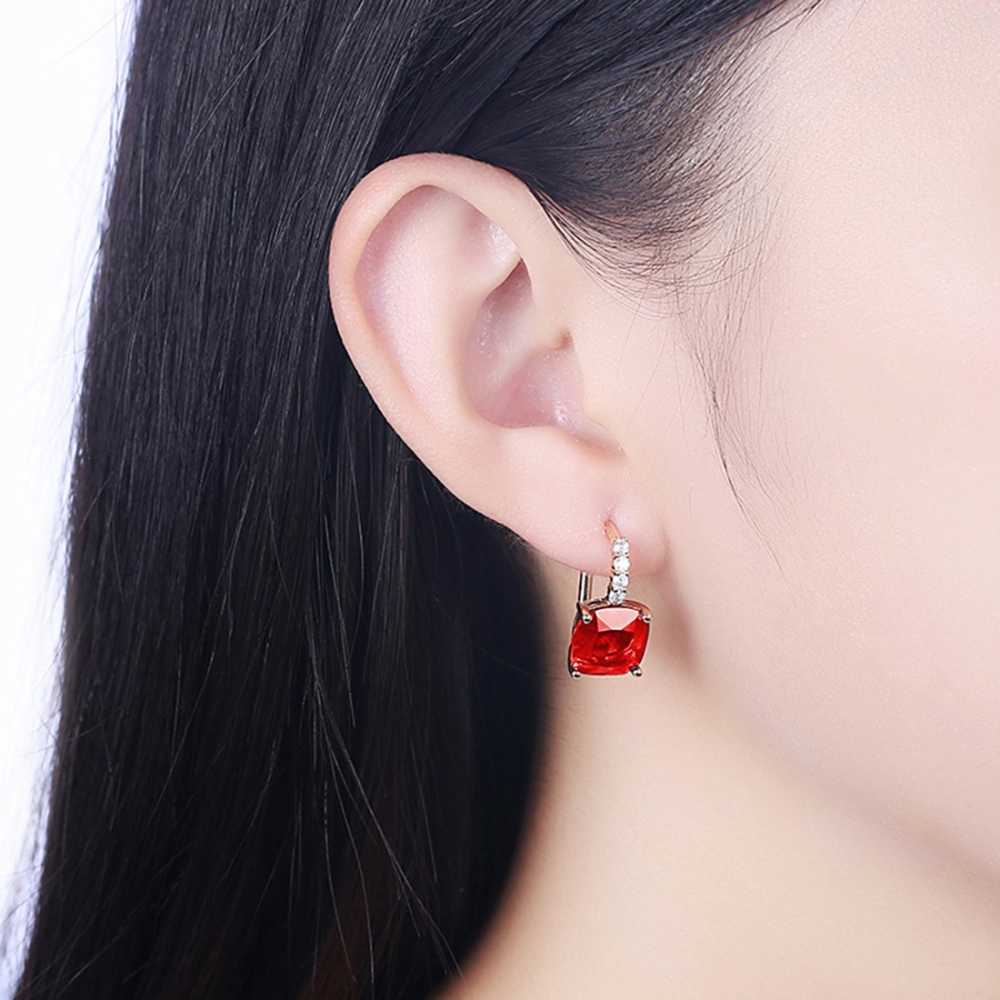 Women's Gold Plated Crystal Drop Earring In Red