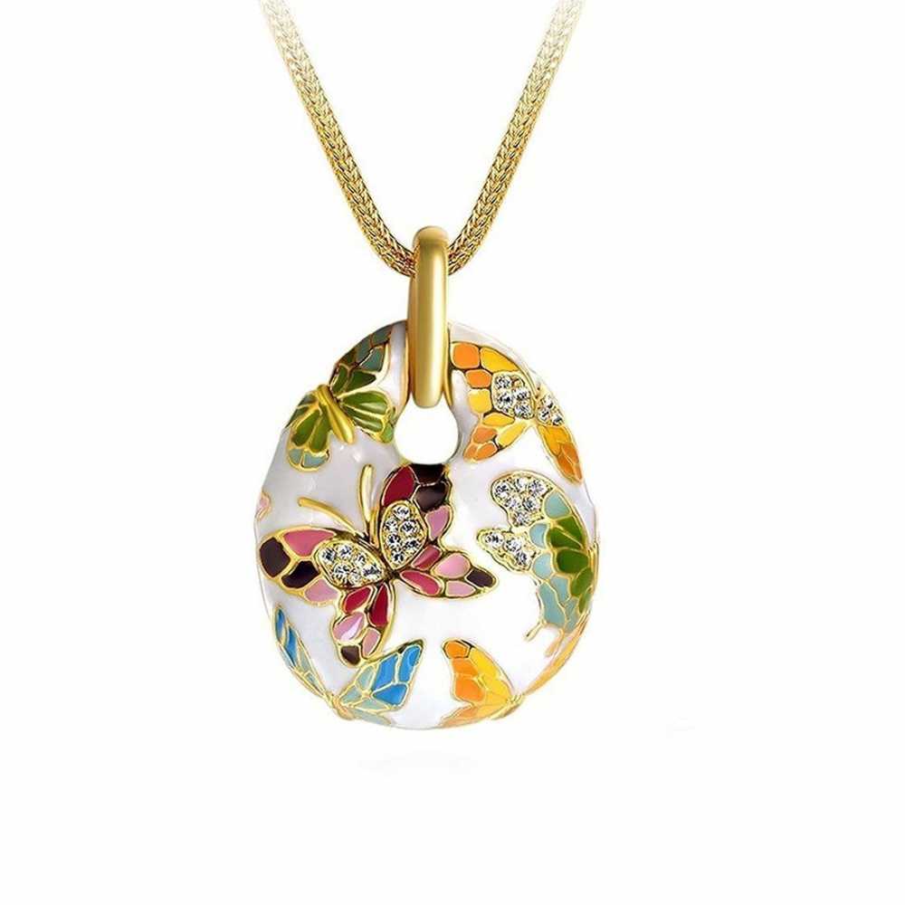Women's Gold Plated Crystal Enamel Multi-Color Necklace