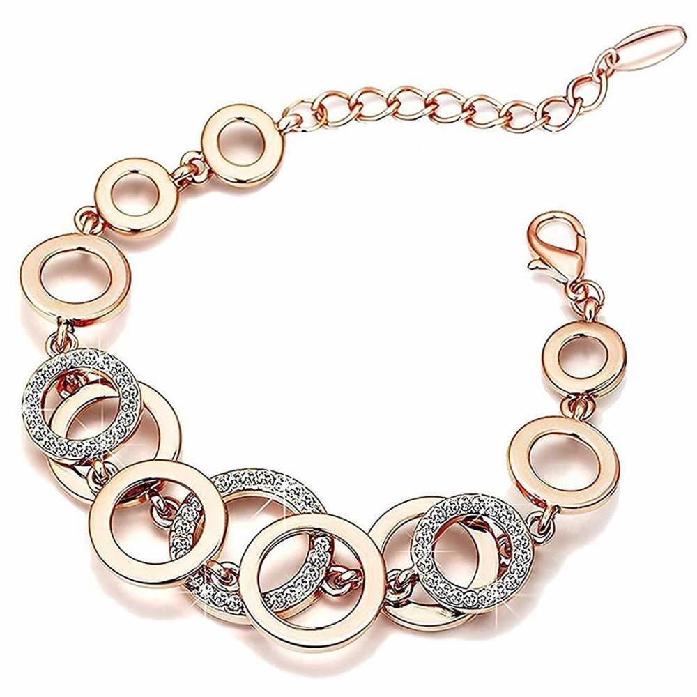 Women's Circle Shaped Zirconia Bracelet In Rose Gold