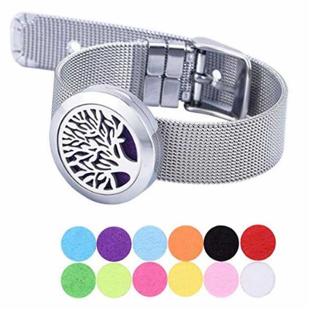 Stainless Steel Bracelet With 10 Aromatherapy Oil Refill Pads