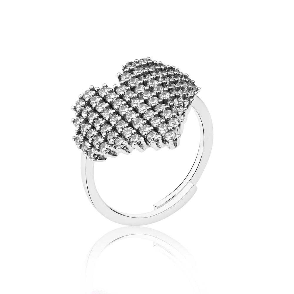 Women's Sterling Silver Heart-Shaped Ring With Zirconia