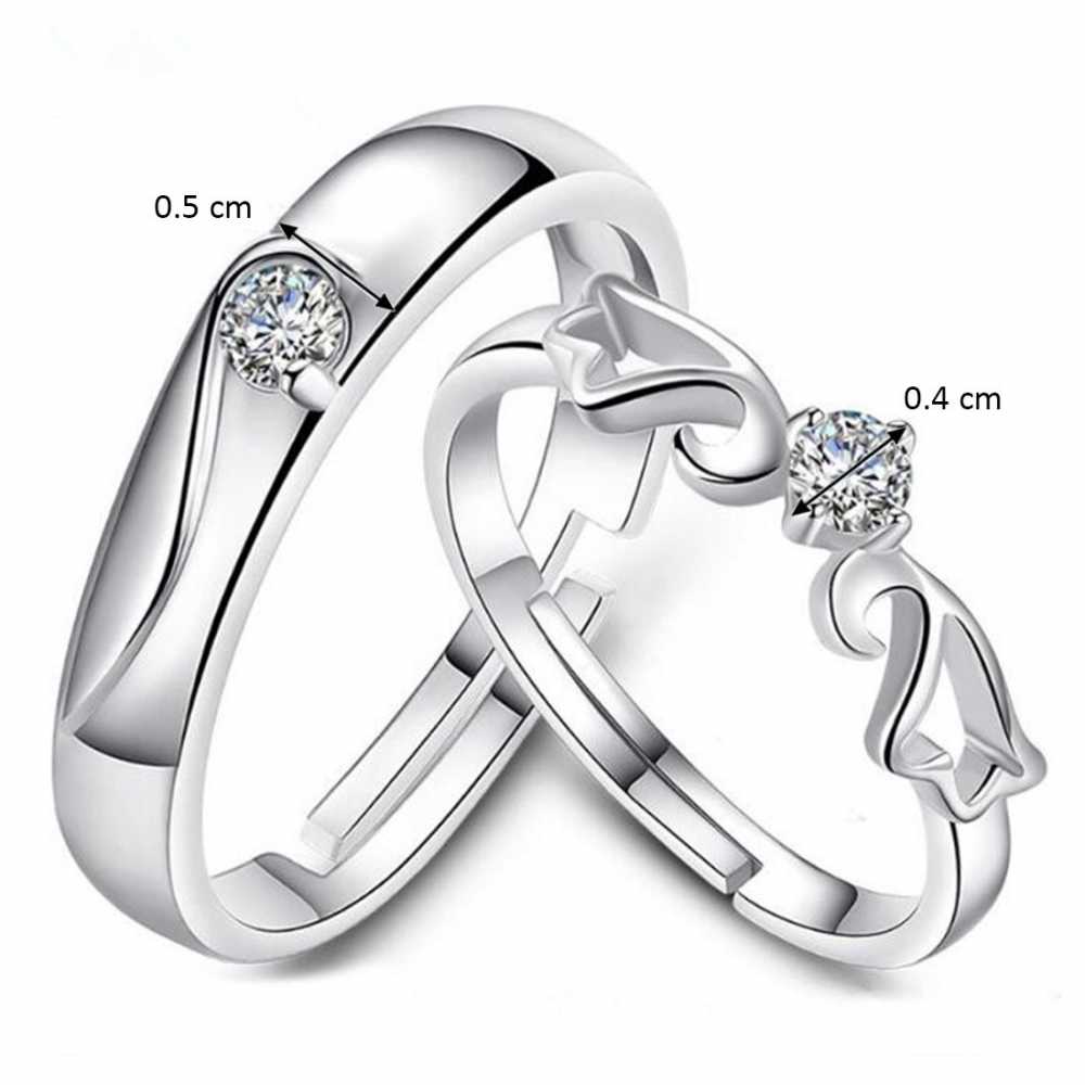 Women's Stainless Steel Couple Rings With Cubic Zirconia Stones