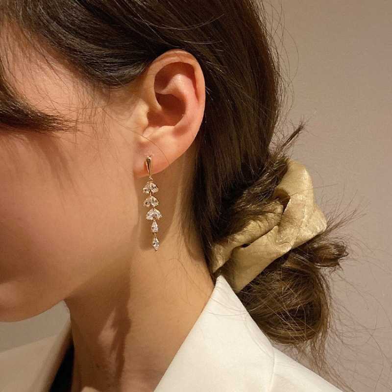 Women's Tassel Drop Earrings Studded With Zircon Stones