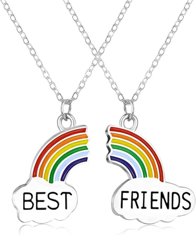 Women's Set Of 2 Rainbow Friendship Pendant Necklace