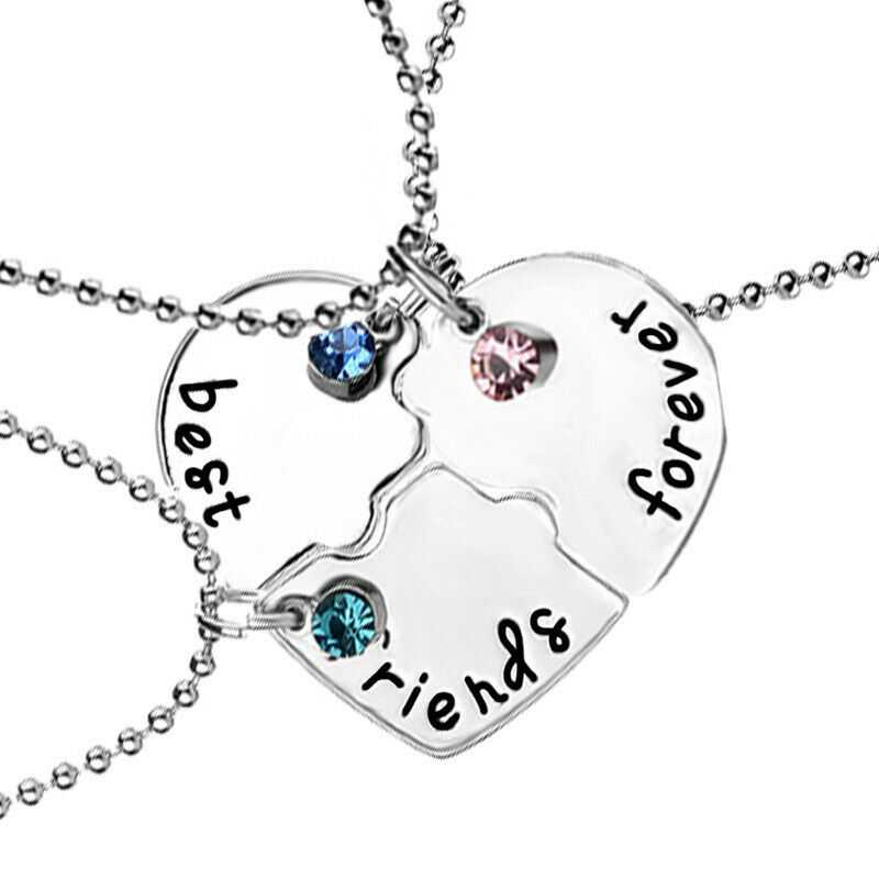 Women's Best Friends Forever Engraved  Pendant Necklaces Set of 3