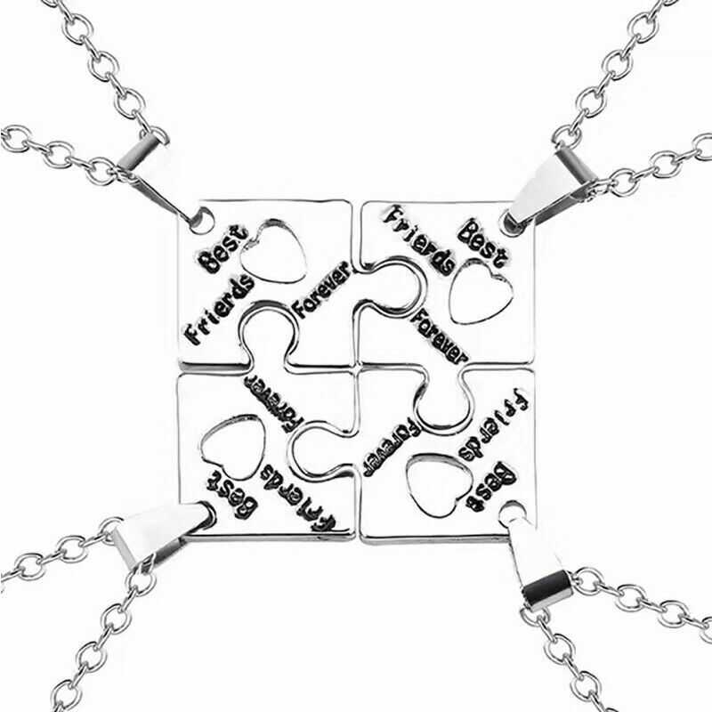 Women's Best Friends Jigsaw Puzzle Pendant Necklace Set Of 4