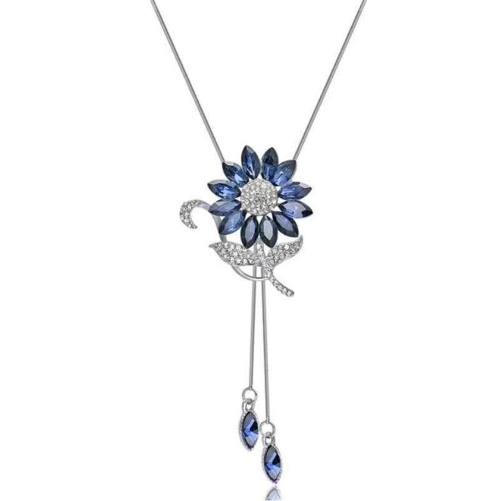 Women's  Crystal Sunflower Pendant  With 18 Inch Chain