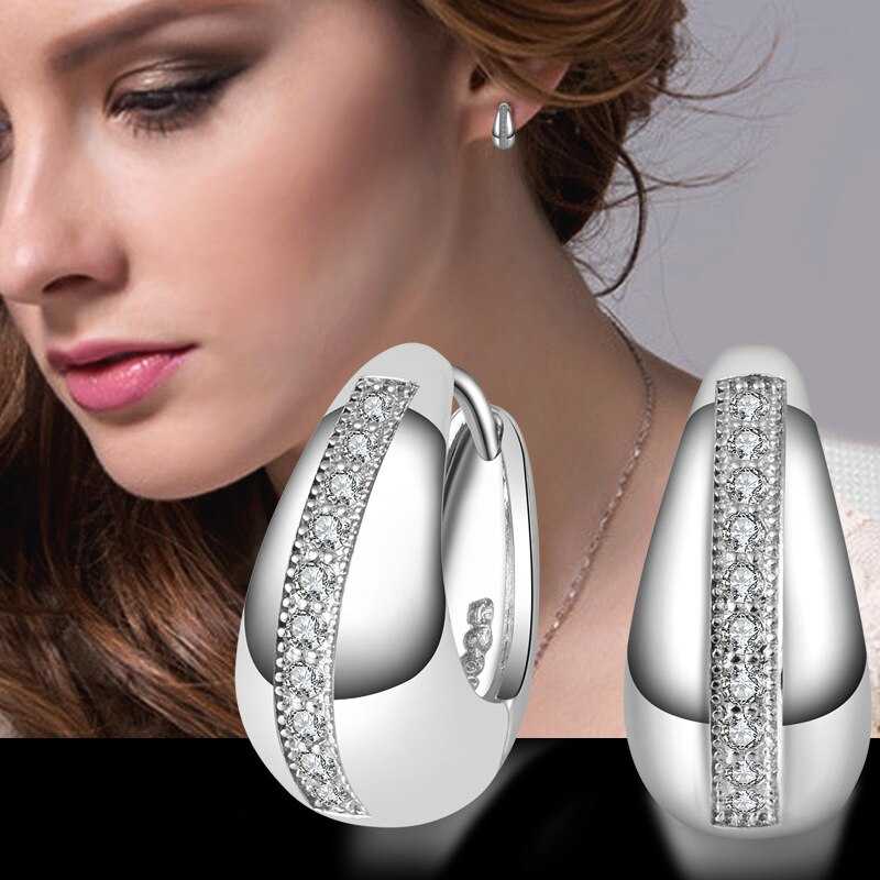 Women's Cubic Zirconia Studded Hoop Earrings In Sterling Silver