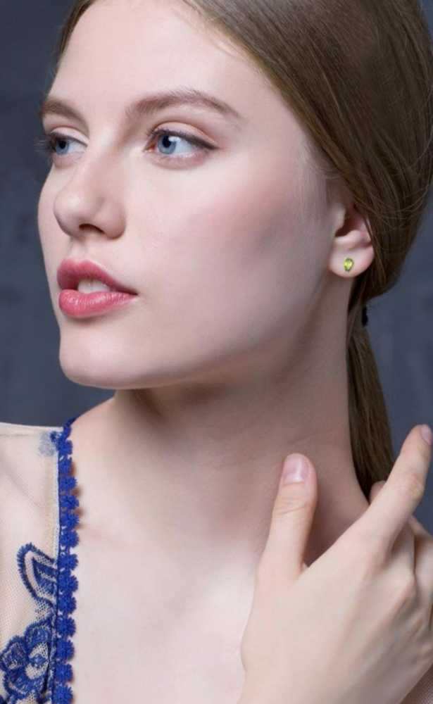 Women's Sterling Silver Pear Shaped Gemstone Stud Earrings