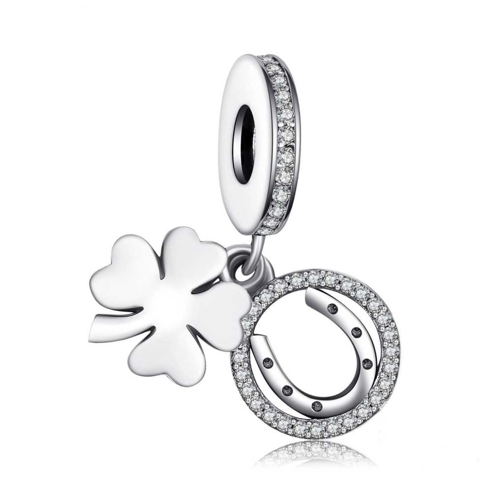 Women's Sterling Silver Clover And Horseshoe Charm