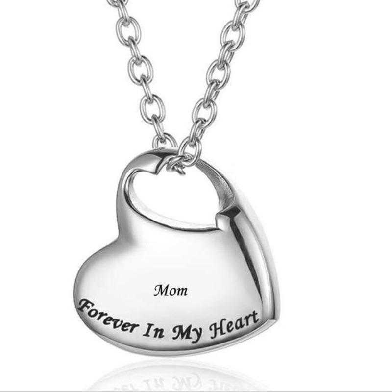 Unisex Stainless Steel Heart Shaped Ashes Urn Locket Chain