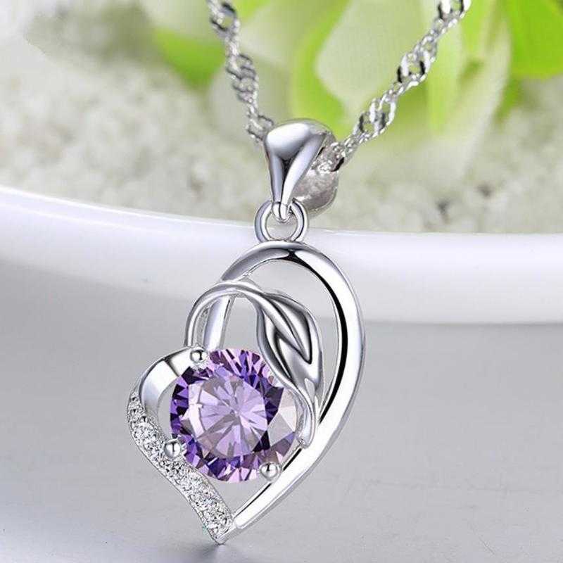 Women's Sterling Silver Pendant With Crystal Heart Pendant