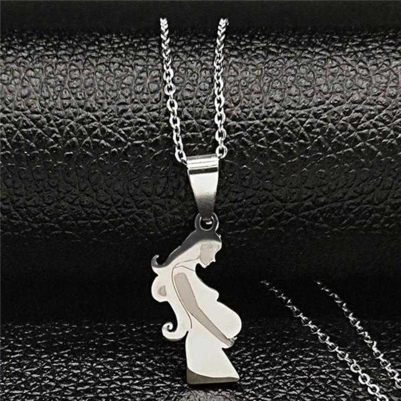 Silver Plated Stainless Steel Pregnant Women Pendant Necklace