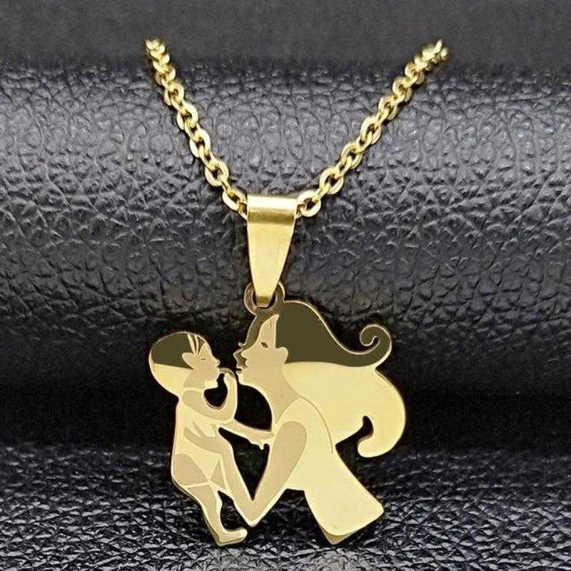 Women's Stainless Steel Mother And Baby Pendant Necklace
