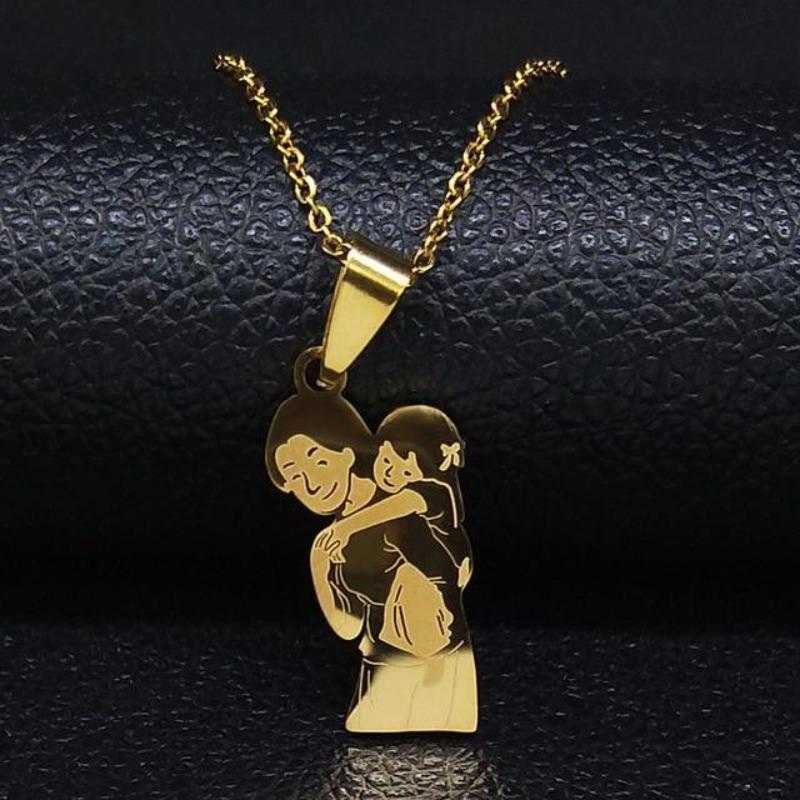 Women's Stainless Steel Mom And Daughter Pendant Chain