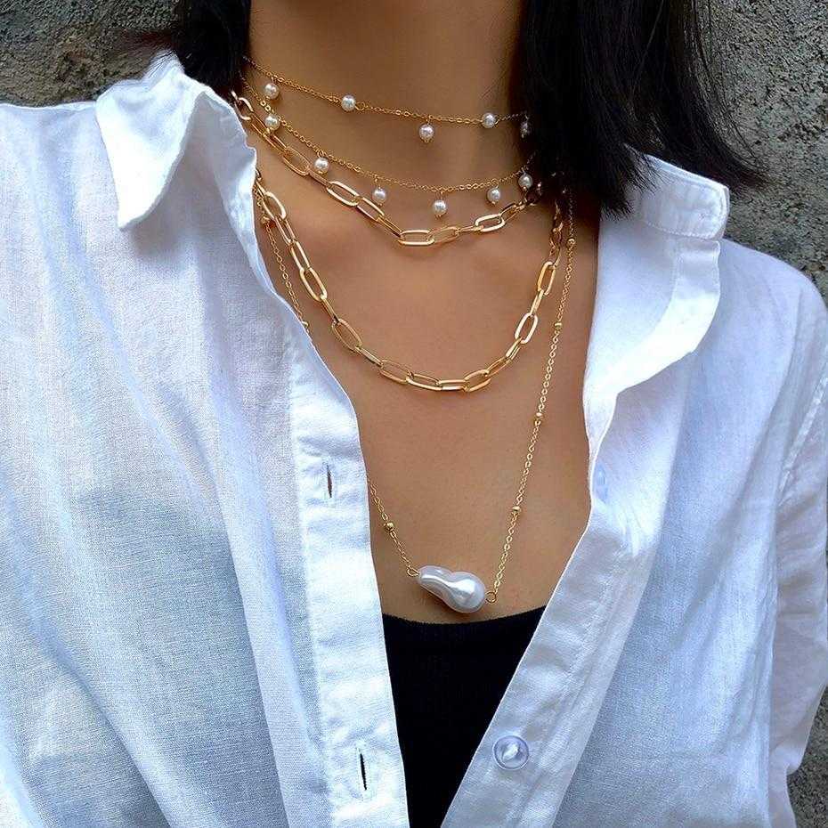 Women's Multi-Layered Bohemian Necklace With Pearl Strings