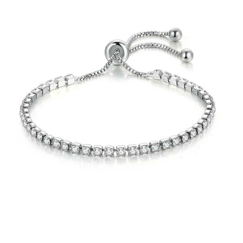 Women's Adjustable Tennis Chain Bracelet With Cubic Zirconia