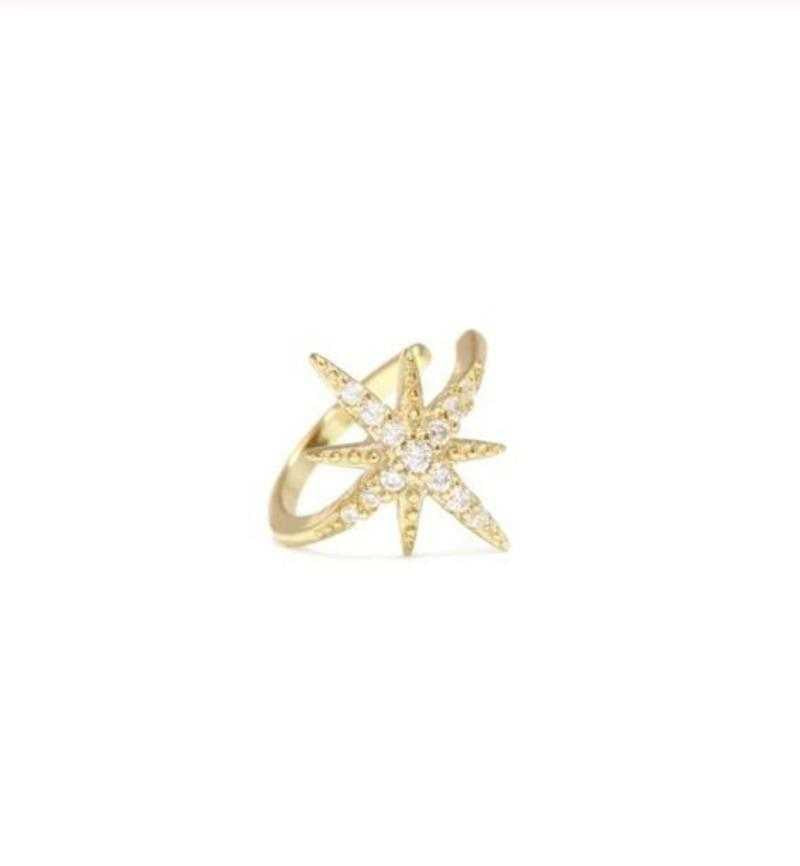 Women's Star Shaped Ear Cuff With Paved Cubic Zirconia